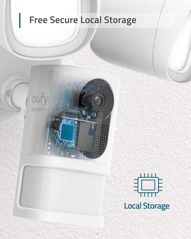 كاميرا eufy Security Floodlight، 1080 بكسل، بدون رسوم شهرية، 2500 لومن، مقاومة للطقس، ذكاء اصطناعي مدمج، 2021، طاقة بدون توقف (يتطلب وجود أسلاك خارجية وصندوق توصيل مقاوم للطقس) in Kuwait