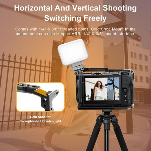 قفص كاميرا لكاميرا Nikon ZR بمقبض، تصميم معياري للوحة L وقفص مع حامل حذاء بارد مدمج، قفص كاميرا ZR مضاد للالتواء متوافق مع واجهة ARRI 3/8 بوصة و1/4 بوصة وARCA in Kuwait