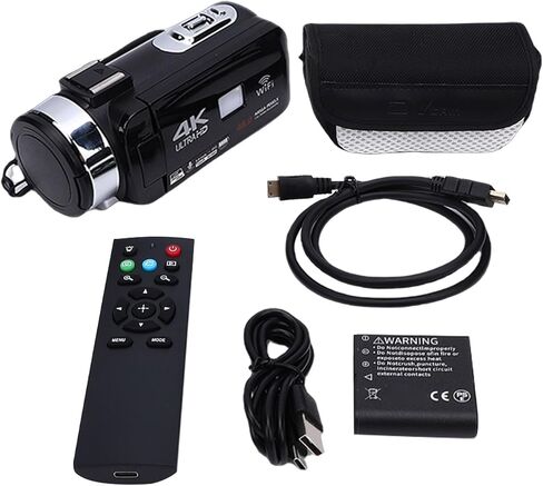 كاميرا فيديو Diyeeni 4K كاميرا فيديو بدقة 48 ميجابكسل، تكبير رقمي 18X، دوران 270 درجة، مسجل شاشة LCD 3.0 بوصة، تسجيل مستمر، تسجيل زمني للتصوير الفوتوغرافي in Kuwait