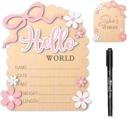 لافتة إعلان الطفل، لافتة Hello World Newborn للمستشفى، على الوجهين، أفكار لإعلانات الطفل، دعائم تصوير للترحيب بحديثي الولادة في حضانة المستشفى للطفل in Kuwait
