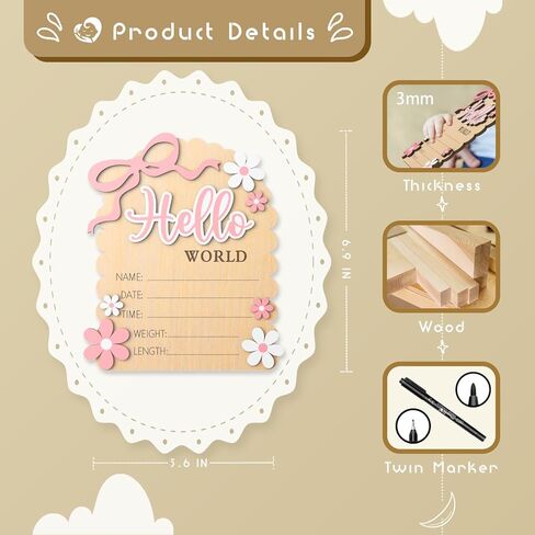 لافتة إعلان الطفل، لافتة Hello World Newborn للمستشفى، على الوجهين، أفكار لإعلانات الطفل، دعائم تصوير للترحيب بحديثي الولادة في حضانة المستشفى للطفل in Kuwait