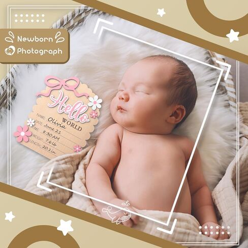 لافتة إعلان الطفل، لافتة Hello World Newborn للمستشفى، على الوجهين، أفكار لإعلانات الطفل، دعائم تصوير للترحيب بحديثي الولادة في حضانة المستشفى للطفل in Kuwait