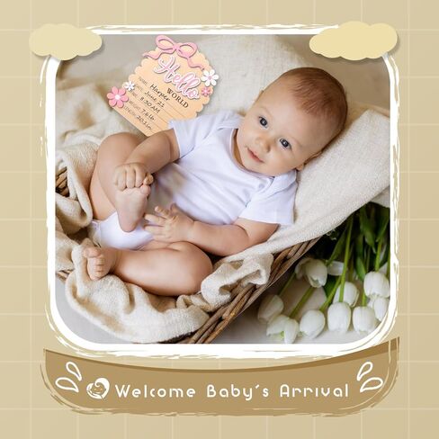 لافتة إعلان الطفل، لافتة Hello World Newborn للمستشفى، على الوجهين، أفكار لإعلانات الطفل، دعائم تصوير للترحيب بحديثي الولادة في حضانة المستشفى للطفل in Kuwait