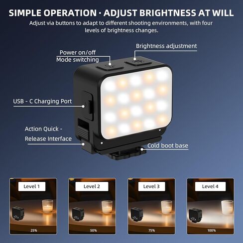 جيب 3 ملحقات إضاءة LED مغناطيسية صغيرة، 8700K مصباح فيديو قابل للتعديل لـ Xtra Muse مع جيب محول حذاء بارد سريع التحرير، 3 حامل تثبيت مغناطيسي 180 درجة ملحقات قابلة للتعديل in Kuwait