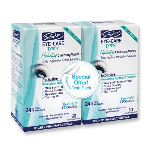 Dr. Fischer. Eyelid Wipes Eye Treatment for Blepharitis, Red, Dry Eyes. Purified Makeup Remover for Lid & Eyelash. 60 Large Size Cleansing Wipe Pads in Saudi Arabia