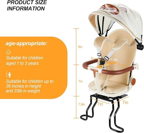 XIEEIX Rear Child Bike Seat,Rear Mounted Child Bike Seats,Back Mount Child Seat with Back Rest Armrest Foot Pedals,Width Adjustable Bicycle Rear Seat,Fits All Bicycle Rear Frames in Saudi Arabia