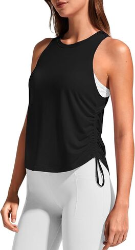 G4Free Racerback Women Workout Tank Tops Ruch Side High Neck Muscle Tops for Gym Athletic Yoga in Saudi Arabia