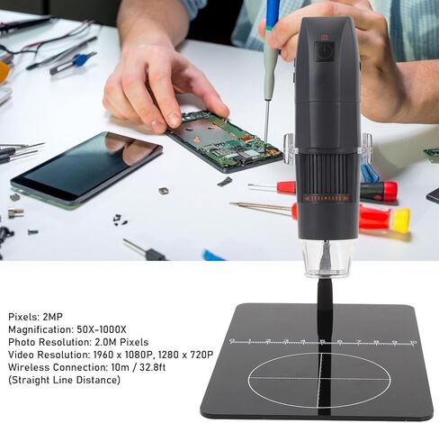 مجهر رقمي لاسلكي من كيكومي، كاميرا فحص USB عالية الدقة محمولة، تكبير 50x إلى 1000x مع 8 مصابيح LED للكمبيوتر والهاتف، يدعم وضع AP STA USB in Kuwait