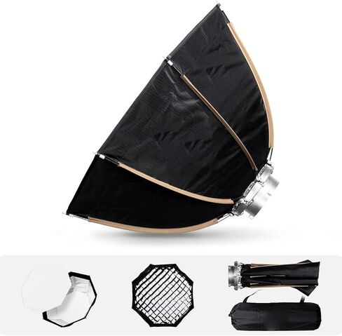 PUSOKEI 40D مثمن Softbox، تصميم قطعة واحدة خفيف الوزن، أداة تجميع سريعة مجانية، شبكة لوحات توزيع قابلة للتعديل، مع حامل قياسي، لأضواء سلسلة X200 CX100 X60 in Kuwait
