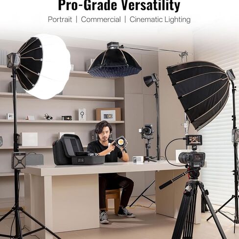 PUSOKEI 40D مثمن Softbox، تصميم قطعة واحدة خفيف الوزن، أداة تجميع سريعة مجانية، شبكة لوحات توزيع قابلة للتعديل، مع حامل قياسي، لأضواء سلسلة X200 CX100 X60 in Kuwait
