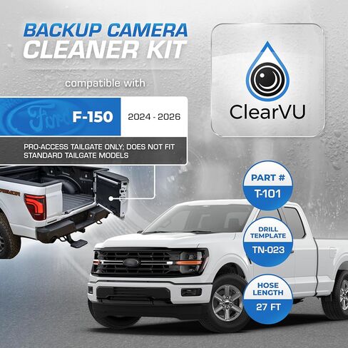 نظام غسيل الكاميرا الخلفية ClearVU يناسب طراز 2024-2026 F150 مع باب خلفي Pro-Access | تركيب DIY كامل | أنابيب متينة لدرجات الحرارة العالية والمنخفضة | تنظيف مريح للعدسات | صنع في الولايات المتحدة الأمريكية in Kuwait