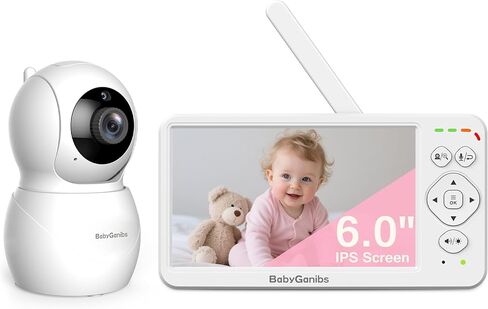 Baby Monitor with Camera and Audio - 6'' Touch Screen with Photo & Video Recording, Night Vision, No WiFi, 30H Battery & Temp Sensor, VOX, 1000ft, for Indoor Home and Travel in Kuwait