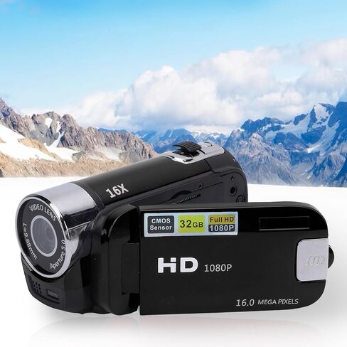 Pomya 1080P HD Video Camera Camcorder with 2.4 Inch Screen, 16MP Digital Recorder Anti Shake Fill Light Vlogging Camera, Loop Recording, Tripod Mount for Travel, Vlog (Black) in Saudi Arabia