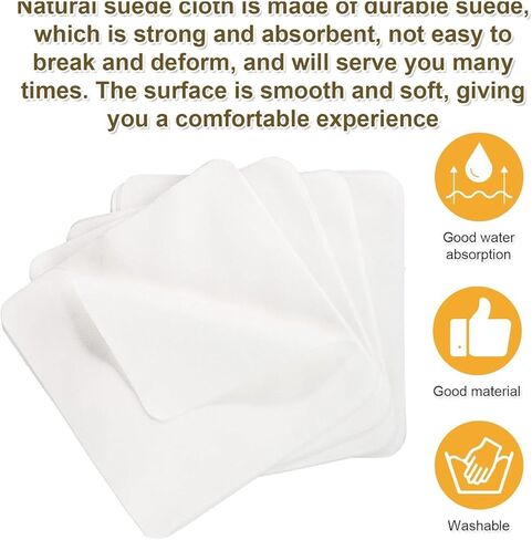 Set of 25 Pre Cut Chamois Cloths for Pottery, Ideal for Cleaning Glasses and Cameras, White in Kuwait
