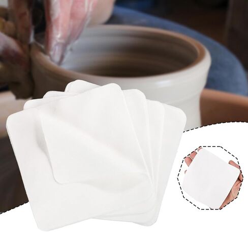 Set of 25 Pre Cut Chamois Cloths for Pottery, Ideal for Cleaning Glasses and Cameras, White in Kuwait