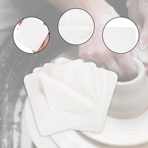 Set of 25 Pre Cut Chamois Cloths for Pottery, Ideal for Cleaning Glasses and Cameras, White in Kuwait