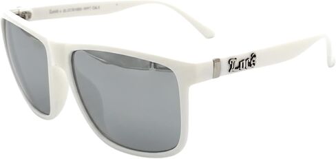 Locs Mirror Lens Gangster Oversized Rectangular horned Sunglasses Silver in Kuwait