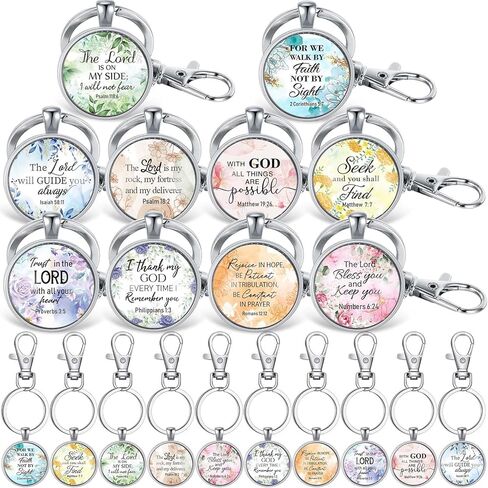Sasylvia 20 Pcs Christian Keychains for Women Inspirational Scripture Quote Religious Keychains Appreciation Bible Verse Gifts for Mom Sister Friend Prayers Church Party(Flowers) in Kuwait