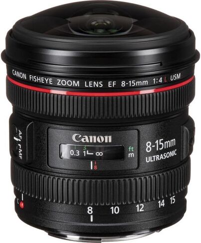 مجموعة عدسات Canon EF 8-15mm f/4L Fisheye USM | تكبير/تصغير فائق الاتساع من السلسلة L مع تأثيرات عين السمكة الدائرية وكاملة الإطار والتركيز البؤري التلقائي USM من النوع الحلقي السريع | لصور الحركة والمناظر الطبيعية (4427B002) + حافظة العدسة + المزيد in Kuwait