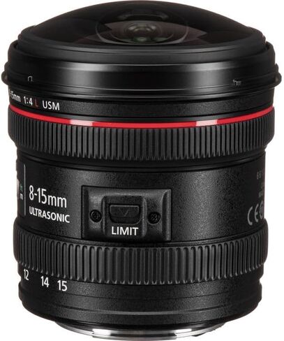 مجموعة عدسات Canon EF 8-15mm f/4L Fisheye USM | تكبير/تصغير فائق الاتساع من السلسلة L مع تأثيرات عين السمكة الدائرية وكاملة الإطار والتركيز البؤري التلقائي USM من النوع الحلقي السريع | لصور الحركة والمناظر الطبيعية (4427B002) + حافظة العدسة + المزيد in Kuwait