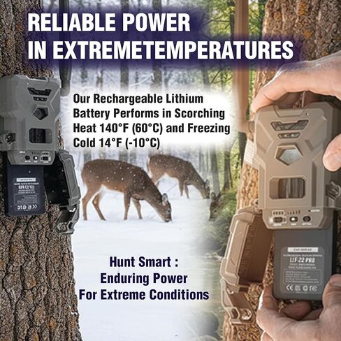 بطارية LIT-22 قابلة لإعادة الشحن لكاميرات SPYPOINT Trail - بطارية ليثيوم 7000 مللي أمبير في الساعة متوافقة مع كاميرا الصيد الخلوية Flex-M G-36 Plus S - كابل USB-C متضمن in Kuwait