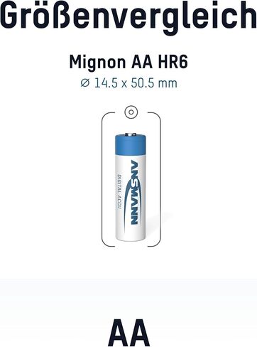 Ansmann Mignon AA 2650mAh 1.2V NI-MH Rechargeable Battery Pack of 16 High Capacity Ideal for Cameras, Flashes, Digital Cameras, Wildlife Cameras in Kuwait