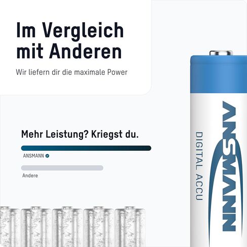 Ansmann Mignon AA 2650mAh 1.2V NI-MH Rechargeable Battery Pack of 16 High Capacity Ideal for Cameras, Flashes, Digital Cameras, Wildlife Cameras in Kuwait