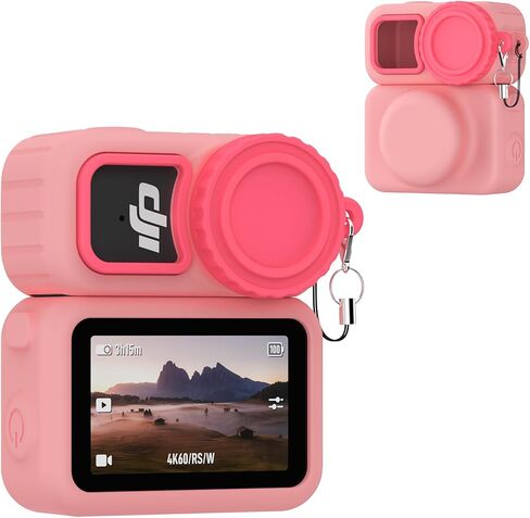 for DJI Osmo Nano Case, Silicone DJI Nano Case Compatible with Airtag, Soft Non-Slip Anti-Scratch Shock-Absorbent Anti-Drop Wear-Proof and Washable with Lens Cap(Pink) in Saudi Arabia