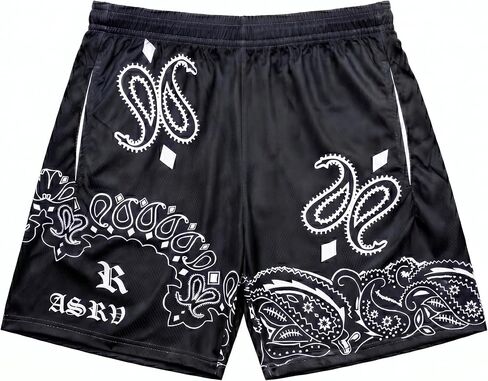 DIOTSR Mens Paisley Graphic Shorts Athletic Basketball Bandana Shorts Running Streetwear Y2k Drawstring Waist in Saudi Arabia