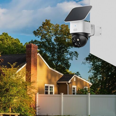 دعامة زاوية معدنية متوافقة مع eufy SoloCam S340/E42/E30 Wyze Solar Cam Pan، مع حامل كاميرا مراقبة بزاوية واسعة 270 درجة لكاميرا الأمان، سهلة التركيب، بيضاء in Kuwait