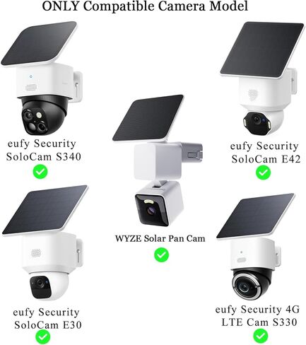 دعامة زاوية معدنية متوافقة مع eufy SoloCam S340/E42/E30 Wyze Solar Cam Pan، مع حامل كاميرا مراقبة بزاوية واسعة 270 درجة لكاميرا الأمان، سهلة التركيب، بيضاء in Kuwait