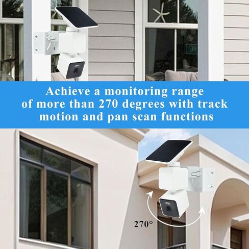 دعامة زاوية معدنية متوافقة مع eufy SoloCam S340/E42/E30 Wyze Solar Cam Pan، مع حامل كاميرا مراقبة بزاوية واسعة 270 درجة لكاميرا الأمان، سهلة التركيب، بيضاء in Kuwait
