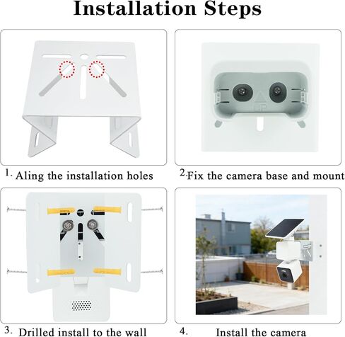 دعامة زاوية معدنية متوافقة مع eufy SoloCam S340/E42/E30 Wyze Solar Cam Pan، مع حامل كاميرا مراقبة بزاوية واسعة 270 درجة لكاميرا الأمان، سهلة التركيب، بيضاء in Kuwait