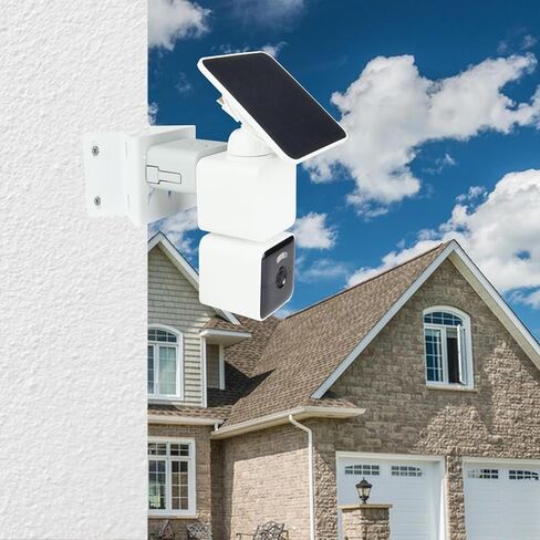 دعامة زاوية معدنية متوافقة مع eufy SoloCam S340/E42/E30 Wyze Solar Cam Pan، مع حامل كاميرا مراقبة بزاوية واسعة 270 درجة لكاميرا الأمان، سهلة التركيب، بيضاء in Kuwait