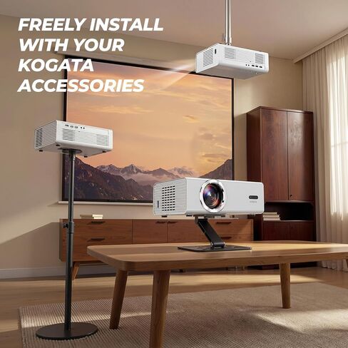 جهاز عرض ذكي مع واي فاي وبلوتوث، يدعم Proyector-4K التطبيقات المرخصة رسميًا، 2000 ANSI/AI التركيز التلقائي/DoIby/HDR10+/هادئ، سقف جهاز عرض الأفلام المحمول Kogata داخلي/خارجي in Kuwait