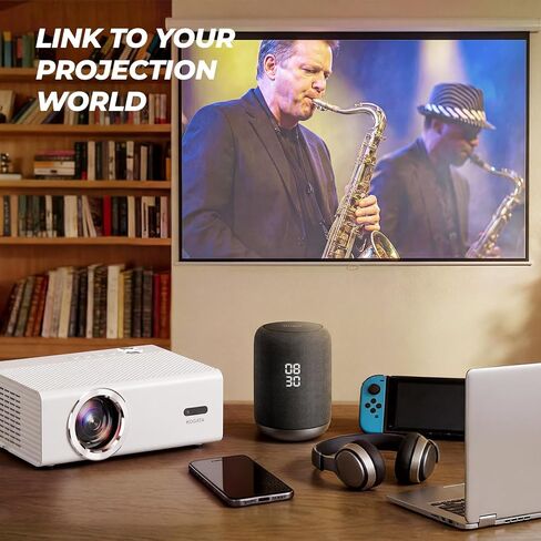 جهاز عرض ذكي مع واي فاي وبلوتوث، يدعم Proyector-4K التطبيقات المرخصة رسميًا، 2000 ANSI/AI التركيز التلقائي/DoIby/HDR10+/هادئ، سقف جهاز عرض الأفلام المحمول Kogata داخلي/خارجي in Kuwait