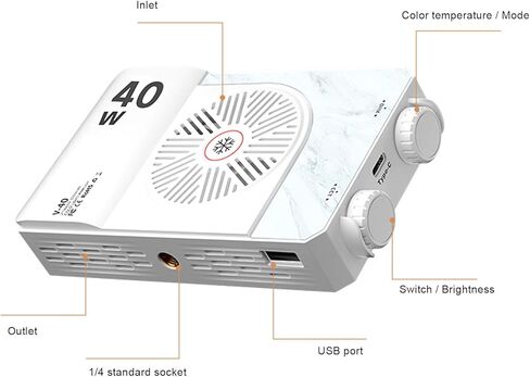 PUSOKEI 40 واط RGB LED ملء الضوء، 120 شريحة LED عالية CRI سطوع 14000LX 160 زاوية شعاع واسعة، مع بطارية 4400 مللي أمبير في الساعة ومروحة تبريد، لمنشئي محتوى البث المباشر للتصوير الفوتوغرافي in Kuwait