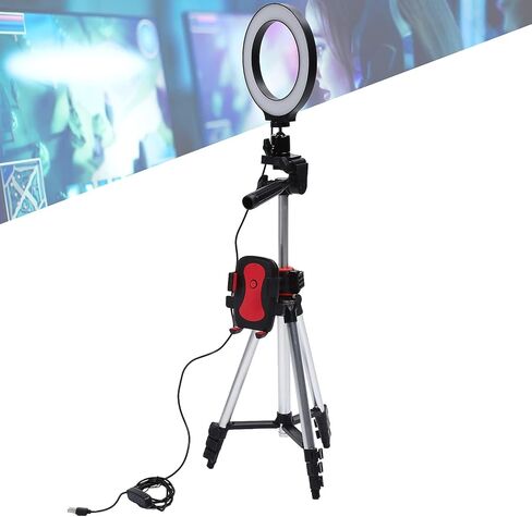 ضوء حلقة LED قابل للتعتيم مقاس 6.2 بوصة، ضوء ملء التصوير الفوتوغرافي مع حامل ثلاثي القوائم وحامل هاتف قابل للتعديل، 11 مستوى سطوع يعمل بمنفذ USB لاستوديو فيديو المكياج in Kuwait