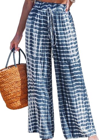 CUPSHE Womens Wide Leg Pants Elastic High Waisted Beach Trousers Cotton Linen Summer Palazzo in Saudi Arabia