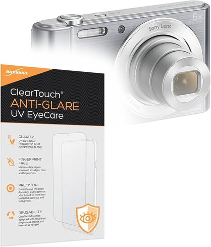 واقي شاشة BoxWave متوافق مع Sony CyberShot DSC-W810 - ClearTouch مضاد للوهج ومضاد للأشعة فوق البنفسجية (عبوة من قطعتين)، يعمل على تصفية الضوء الأزرق الضار مما يقلل من التعب in Kuwait
