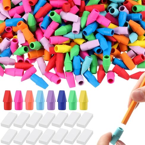 800+80 Pcs Pencil Top Erasers Caps Erasers Caps Bulk, Colorful Pencil Toppers & White Eraser Set for Favors Games Prizes Office Home, Mix 8 Assorted Colors in Saudi Arabia