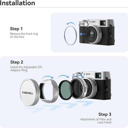طقم فلتر Freewell CPL/Mist (1/4) مع غطاء عدسة و49 مم VND 1-5 حزمة فلتر توقف لسلسلة Fuji X100 (X100VI، X100V، X100T، X100F، X100S، X100) (أسود) in Kuwait