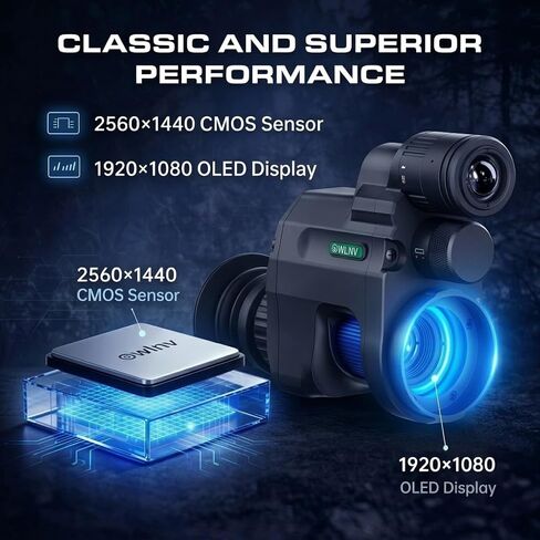 نطاق مشبك للرؤية الليلية الرقمية N7 Plus، نظام 2K HD ثنائي الأشعة تحت الحمراء قابل للفصل (يشمل 850 نانومتر و940 نانومتر)، مقاوم للارتداد 6000J، مقاوم للماء IP67، نطاق 380 ياردة، تطبيق WiFi لصيد القيوط والخنازير in Kuwait
