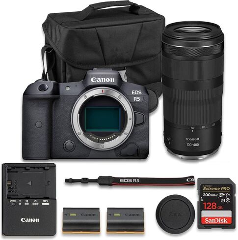 كاميرا Canon EOS R5 بدون مرآة مع عدسة RF مقاس 28-70 مم f/2.8 STM + بطارية ليثيوم أيون LP-E6NH إضافية + سعة SanDisk Extreme Pro سعة 128 جيجابايت + المزيد (حزمة مكونة من 15 قطعة) in Kuwait