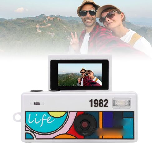 EBTOOLS Mini Keychain Camera, 1080P HD 48MP Retro Digital Camera with 0.96 Inch Flip Screen, 130 Degree Wide Angle Lens, Auto Focus, Built in Flash, 64GB Expandable Storage (White) in Saudi Arabia