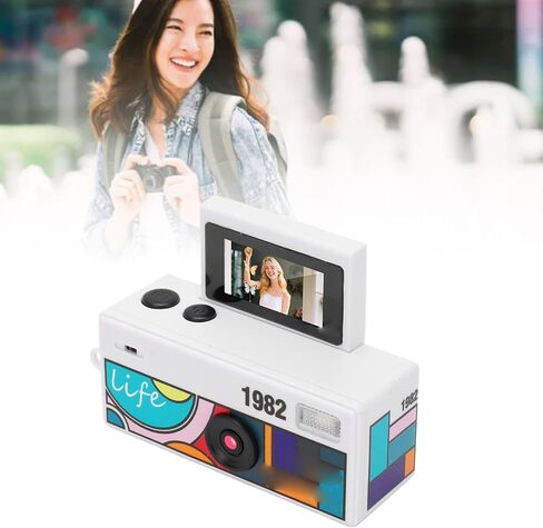 EBTOOLS Mini Keychain Camera, 1080P HD 48MP Retro Digital Camera with 0.96 Inch Flip Screen, 130 Degree Wide Angle Lens, Auto Focus, Built in Flash, 64GB Expandable Storage (White) in Saudi Arabia