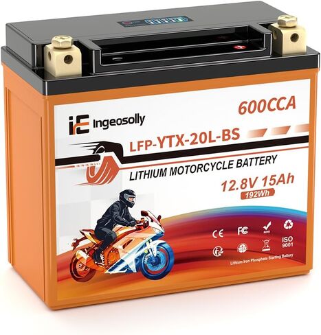 YTX14L-BS LiFePO4 بطارية دراجة نارية 12V 10Ah 430CCA - بطارية ليثيوم Powersports Starter خالية من الصيانة متوافقة مع Yamaha Honda سوزوكي ATV Scooter Snowmobile Jet Ski PWC Quad Tractor in Kuwait