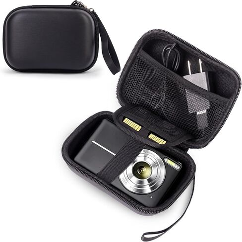 حافظة كاميرا رقمية متوافقة مع KODAK PIXPRO FZ55 FZ45 /CAMKORY/CANON IXUS/SONY DSC W830 W800 - حقيبة كاميرا مدمجة واقية ذات هيكل صلب لمدونات الفيديو والسفر، حقيبة حمل صغيرة (أسود) in Kuwait