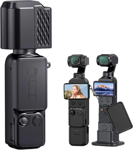 حافظة من السيليكون لجيب DJIs Osmos Pocket 4، غطاء حماية معياري لكامل الجسم مع غطاء انحراف وعدسة، ملحقات ناعمة مضادة للخدش للجيب 4 مع واقي شاشة وحزام معصم (أسود) in Kuwait