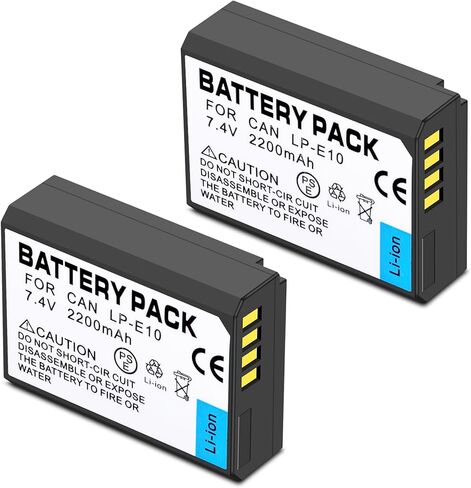 بطارية بديلة LP-E10 ليثيوم أيون متوافقة مع كاميرا Canon LP E10 EOS Rebel T7 T6 T5 T3 T100، Kiss X50 X70 X70 X80 X90، EOS 1100D 1200D 1300D 1500D 2000D 3000D 4000D (2200 مللي أمبير في الساعة) in Kuwait